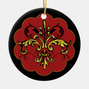 Lilien-Weihnachten - Rot Keramikornament