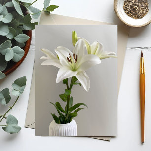 Lilien-Wiegenlied   Weiße einfache Blumenmalerei Postkarte