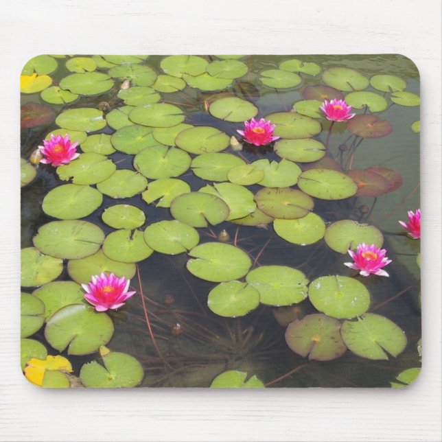 Lilienauflage mit rosa Blumen Mousepad (Vorne)