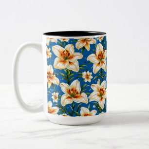 Lilienblumenmuster Zweifarbige Tasse