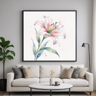 Lilienblüte - Aquarell-Malstil Kunst Poster