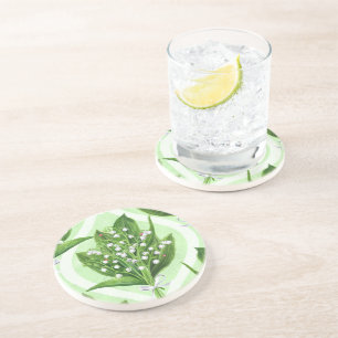 LilienBouquet der Blume des Tales auf blau Getränkeuntersetzer