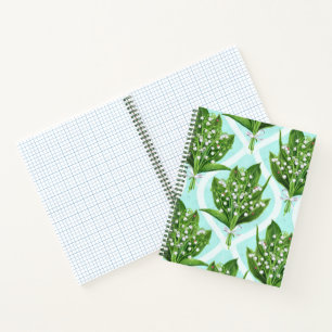 LilienBouquet der Blume des Tales auf blau Notizbuch