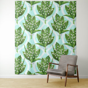 LilienBouquet der Blume des Tales auf blau Wandteppich