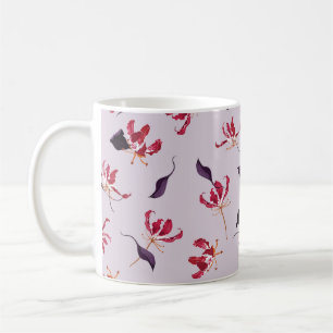 Lilienhand gezeichnete Illustrationsmuster Kaffeetasse
