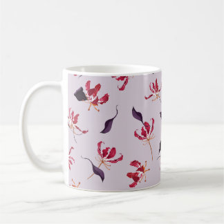 Lilienhand gezeichnete Illustrationsmuster Kaffeetasse