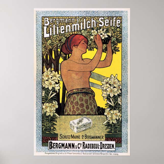 LILIENMILCH SEIFE Milchseife und Vintage Werbung Poster (Vorne)
