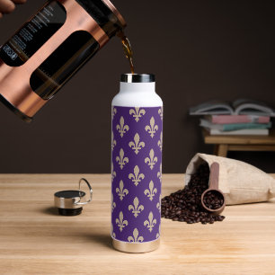 Lilienmuster, royale französische Creme auf Lila Trinkflasche