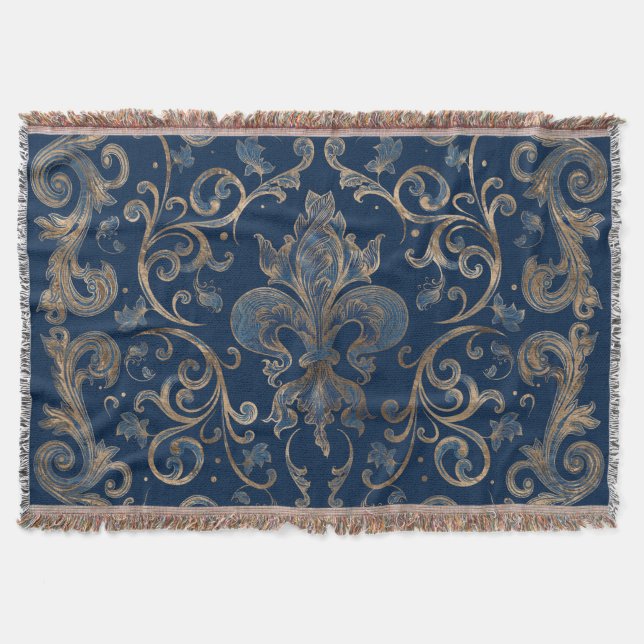 Lilienornament Blaues Glas und Gold Decke (Vorderseite)