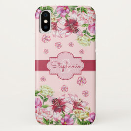 Lilienpeony Floral Blush Pink Monogram Case-Mate iPhone Hülle