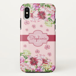 Lilienpeony Floral Blush Pink Monogram Case-Mate iPhone Hülle