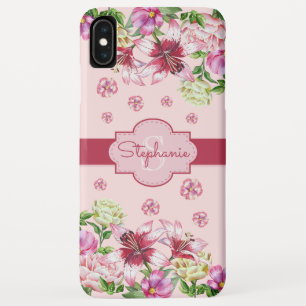 Lilienpeony Floral Blush Pink Monogram Case-Mate iPhone Hülle