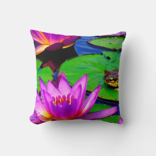 Lilienwirbelkissen mit Lilienpolster und Frosch Kissen