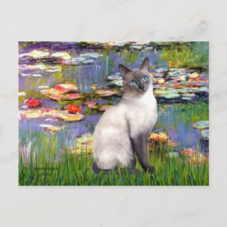 Lilies 2 - Blue Point Siamese cat Postkarte