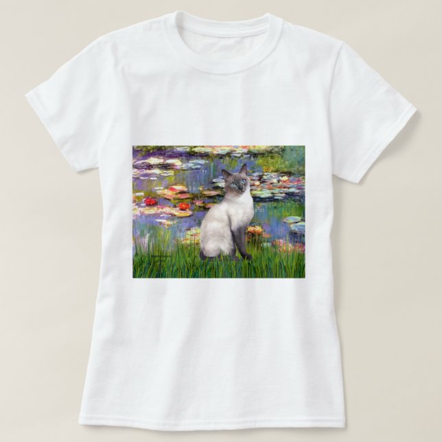 Lilies 2 - Blue Point Siamese cat T-Shirt (Design vorne)
