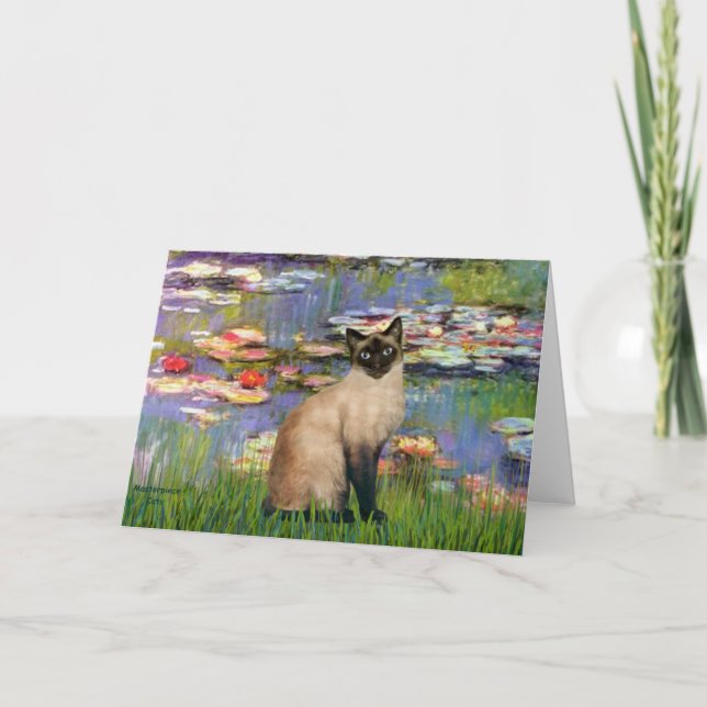 Lilies 2 - Siegel Point Siamese cat Karte (Vorderseite)
