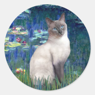 Lilies 5 - Blue Point Siamese cat Runder Aufkleber