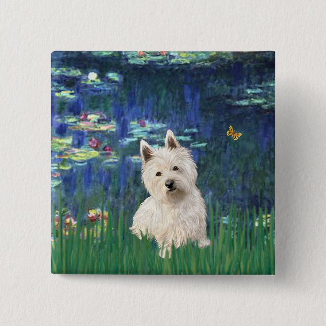 Lilies 5 - Westie 1 Button (Vorderseite)