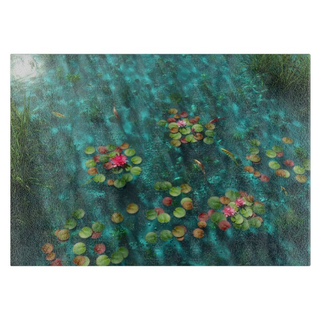 Lilies auf der Wasserschneidkammer Schneidebrett (Vorderseite)