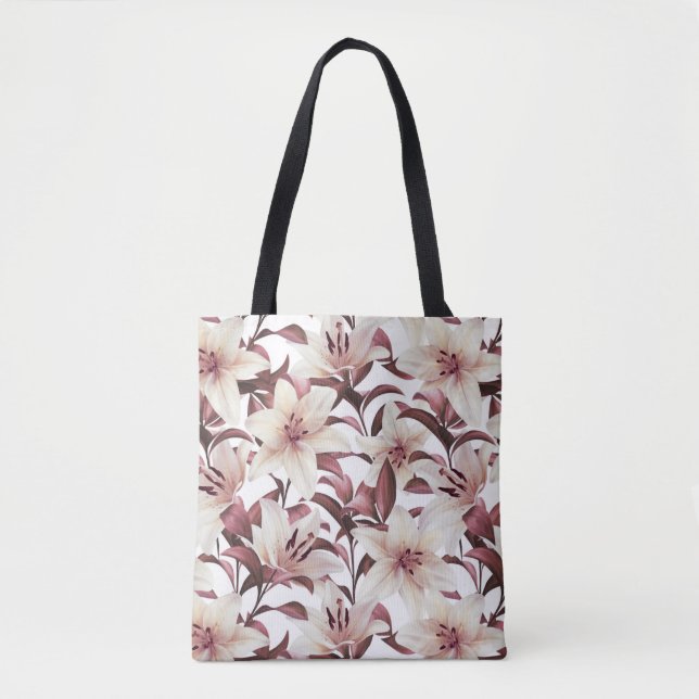 Lilies auf weiß. Blumenmuster (Vorderseite)