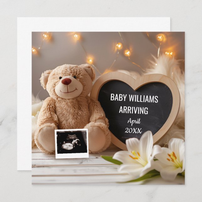 Lilies Baby Announcement Social Media Einladung (Vorne/Hinten)