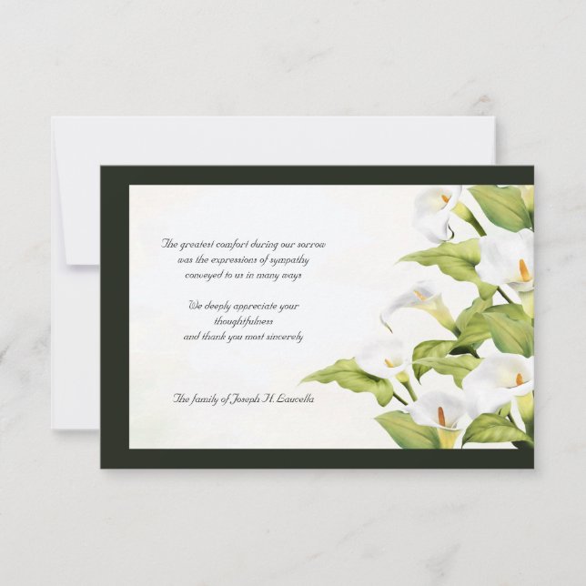 Lilies Beileid Danke-Card Dankeskarte (Vorderseite)