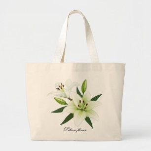 Lilies Bouquet White Blume Blossom Jumbo Stoffbeutel