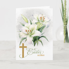 Lilies Christlich Cross John 11 Scripture Oster Feiertagskarte