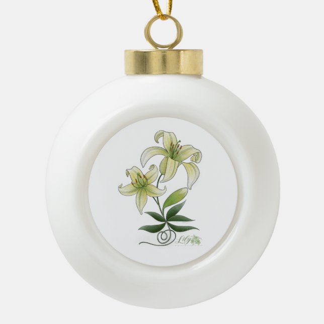 Lilies Keramik Kugel-Ornament (Vorderseite)