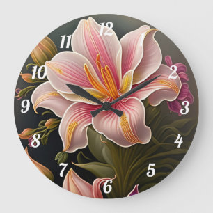 Lilies Large Clock Große Wanduhr