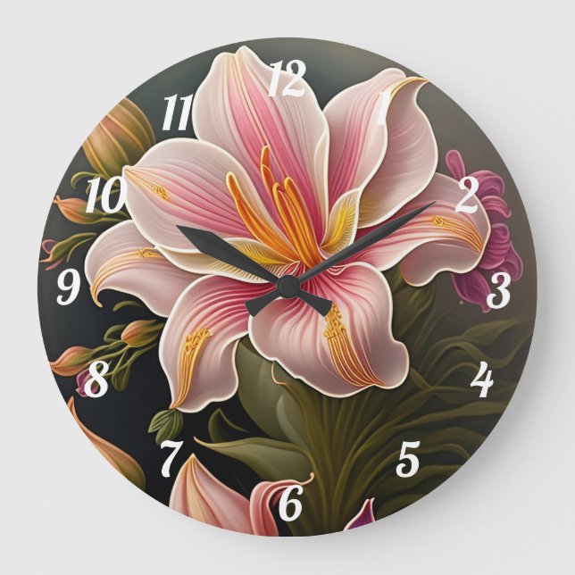 Lilies Large Clock Große Wanduhr (Vorderseite)