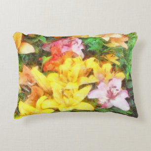Lilies Liebe und leichte Wasserfarbe Dekokissen