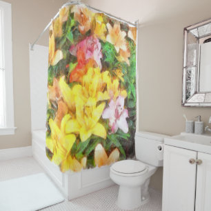 Lilies Liebe und leichte Wasserfarbe Duschvorhang