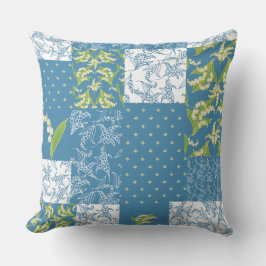 Lilies-of-the-Valley Imitats Patchwork, Blue Kissen