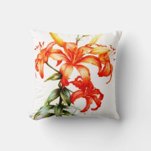 Lilies orange weiße Kunstschmiedekissen Kissen