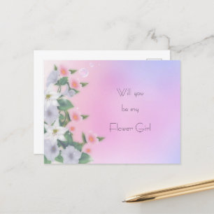 Lilies Petunias Hollyhock Vintag Flower Girl Ankündigungspostkarte