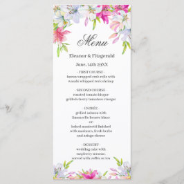Lilies Watercolor Wedding Menu Menükarte