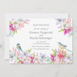 Lilies Watercolor Wedding Save The Date