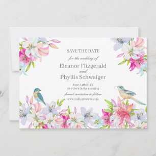 Lilies Watercolor Wedding Save The Date