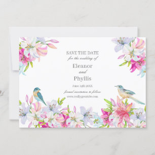 Lilies Watercolor Wedding Save the Date Invasion Einladung