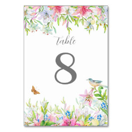 Lilies Watercolor Wedding Tischnummer