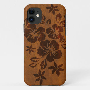 Lilikoi Hibiskus Hawaiian Imitate Wood iPhone 5 H 11 Hülle