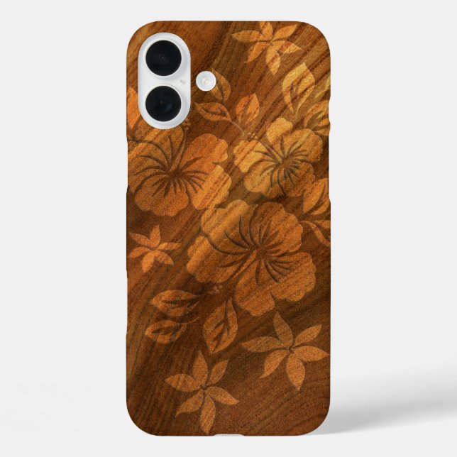 Lilikoi Hibiskus Hawaiian Imitats Wood Burl Case-Mate iPhone Hülle (Rückseite)