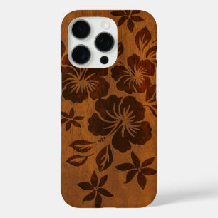 Lilikoi Hibiskus Hawaiian Imitats Wood Koa iPhone 16 Pro Hülle