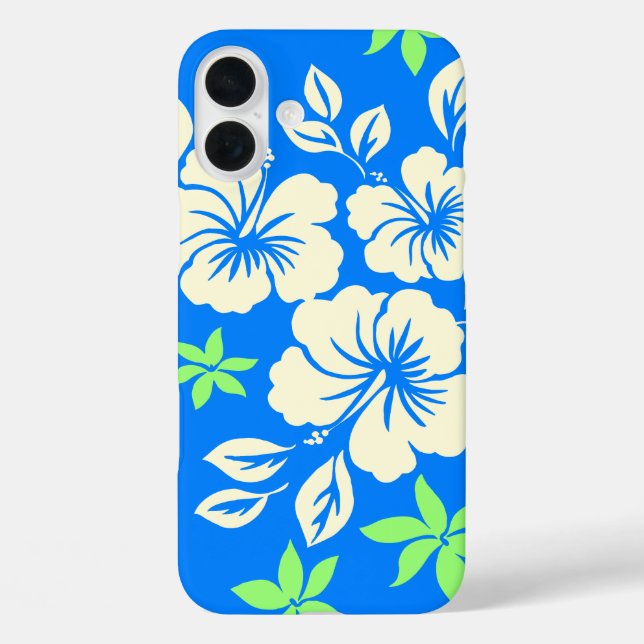 Lilikoi Hibiskus Hawaiian Pareau Blue Case-Mate iPhone Hülle (Rückseite)