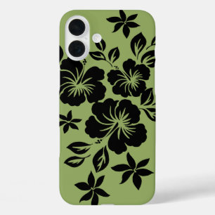 Lilikoi Hibiskus Hawaiianisches Florales Moosgrün iPhone 16 Plus Hülle