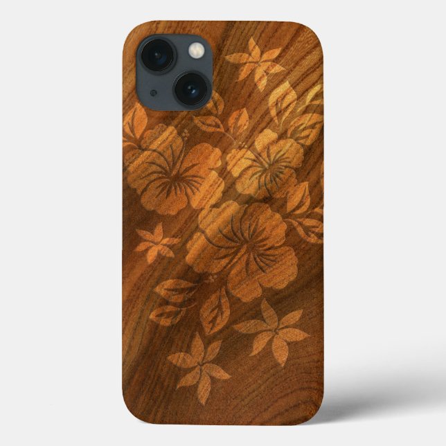 Lilikoi Hibiskus-hawaiische Imitat-Holz-iPad Air Case-Mate iPhone Hülle (Rückseite)