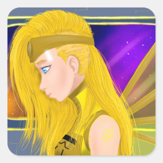 Lilin OC - Cyborg angel - Starset inspiriert art Quadratischer Aufkleber