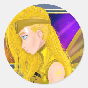 Lilin OC - Cyborg angel - Starset inspiriert art Runder Aufkleber