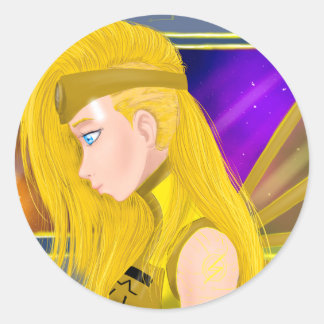 Lilin OC - Cyborg angel - Starset inspiriert art Runder Aufkleber